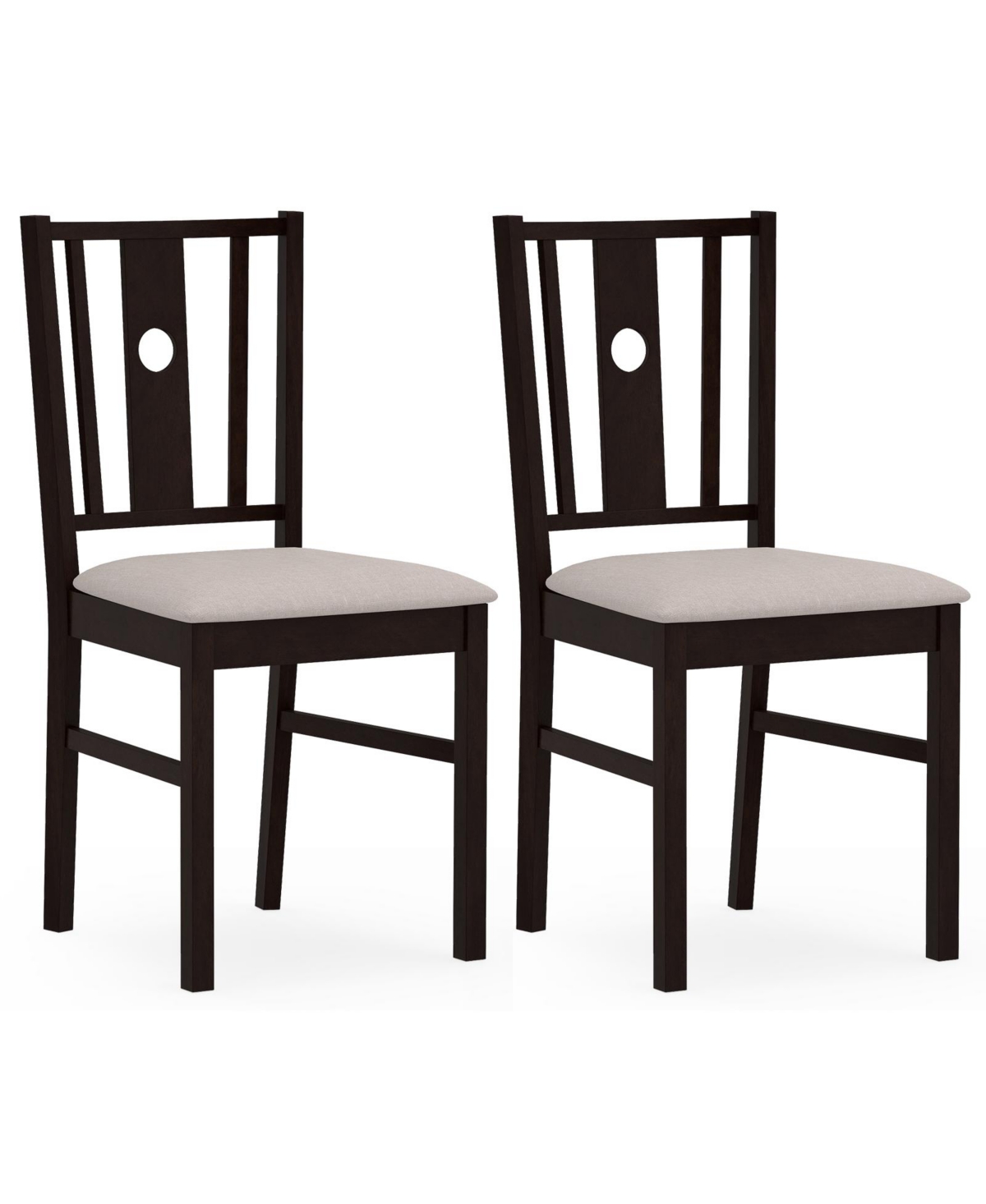 Gymax Wooden Chairs Upholstered Rubber Kitchen Chairs Fabric Padded Seat