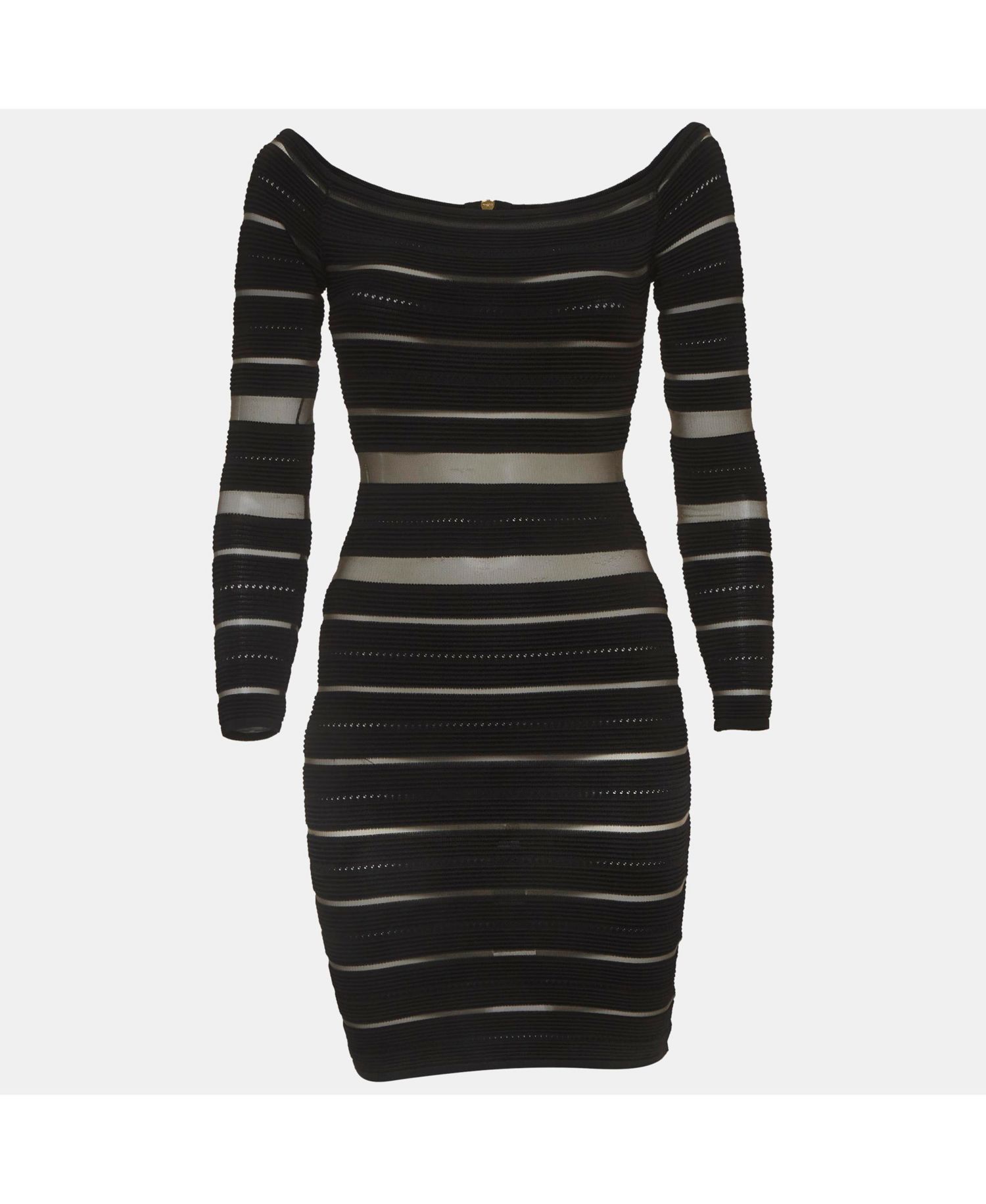 Women's Sheer Striped Off-Shoulder Mini Dress