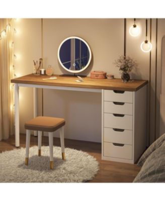 47 inches Vanity Desk with 5 Drawers, Modern Style