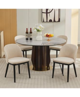 Upholstered Dining Chairs Set of 4, Modern Fabric Dining Room Kitchen Side Chair with Thick Padded Seat and Wood Legs