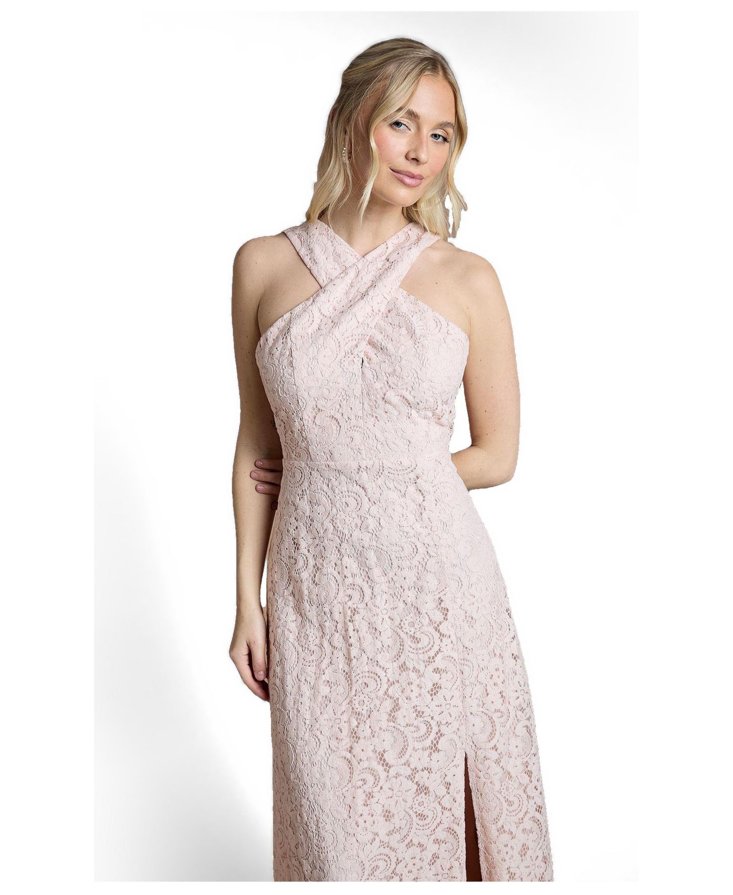 Women's Cross Halter Neck Bridesmaid Maxi Dress