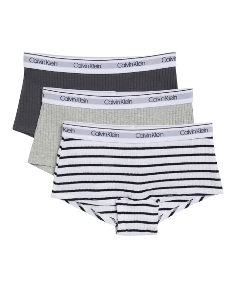 Трусы-шортики Span для девочек, хлопок, 3 шт. — Calvin Klein, цвет: Чёрный / Белый