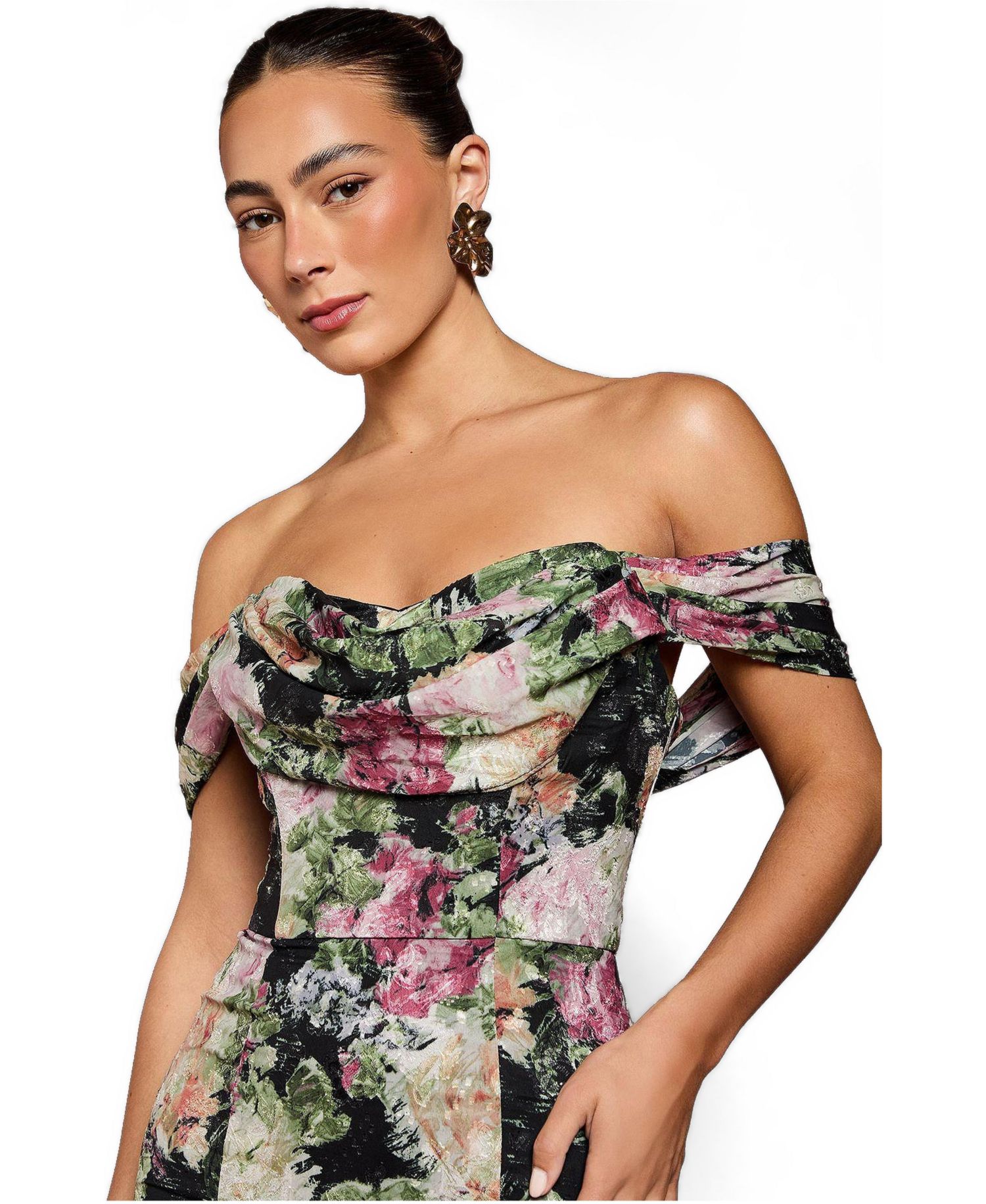 Women's Floral Bardot Maxi Dress