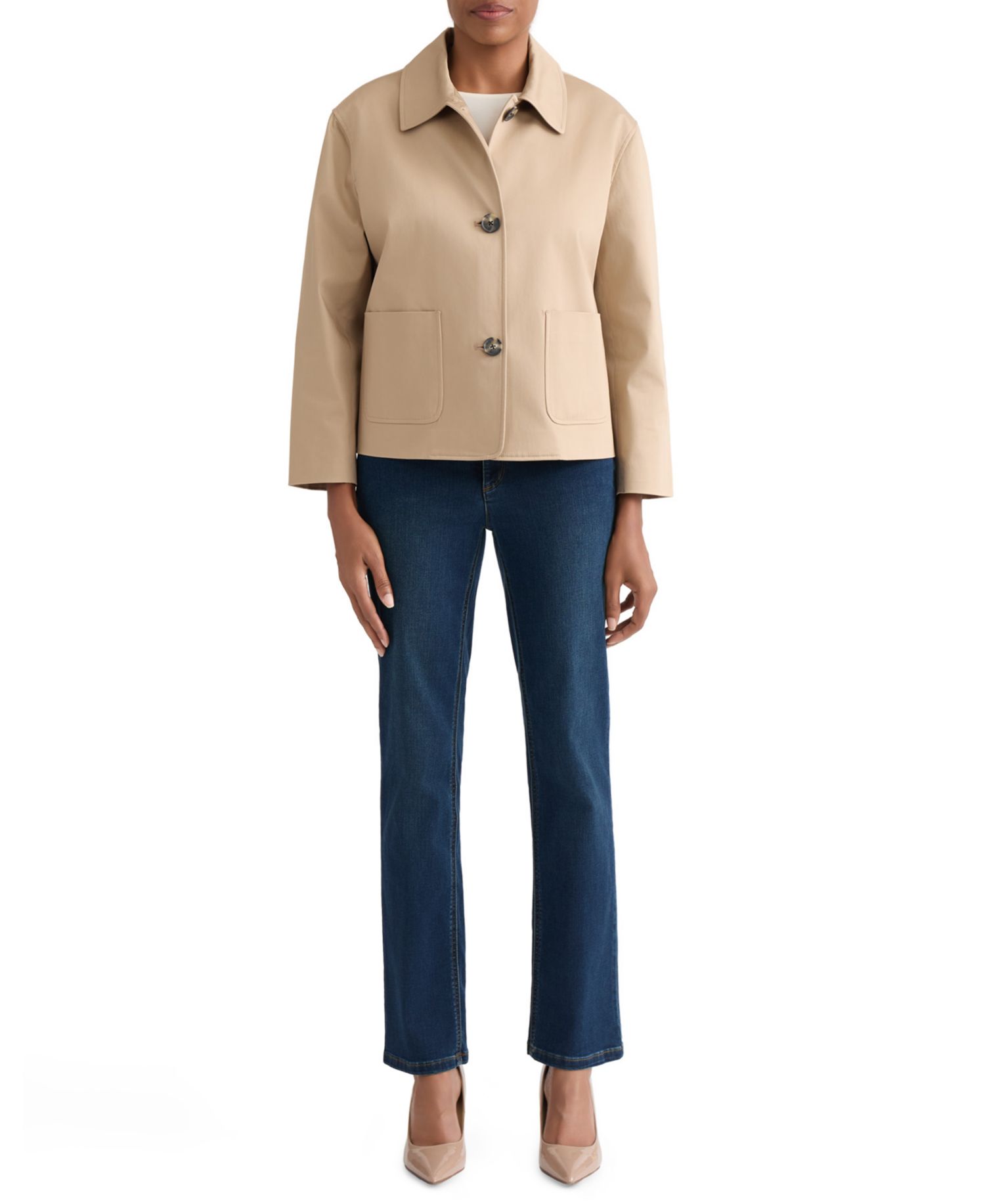 Petite Notch Collar Three-Button Front Jacket