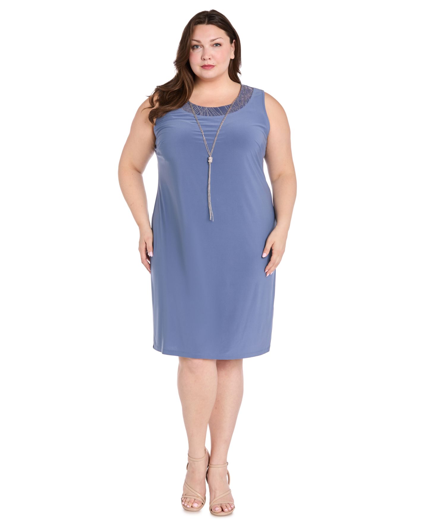 Женские комплекты R & M Richards Plus Size Ruffle Knit Dress & Jacket, 2-Piece Set, цвет: Серебряный — фото 2