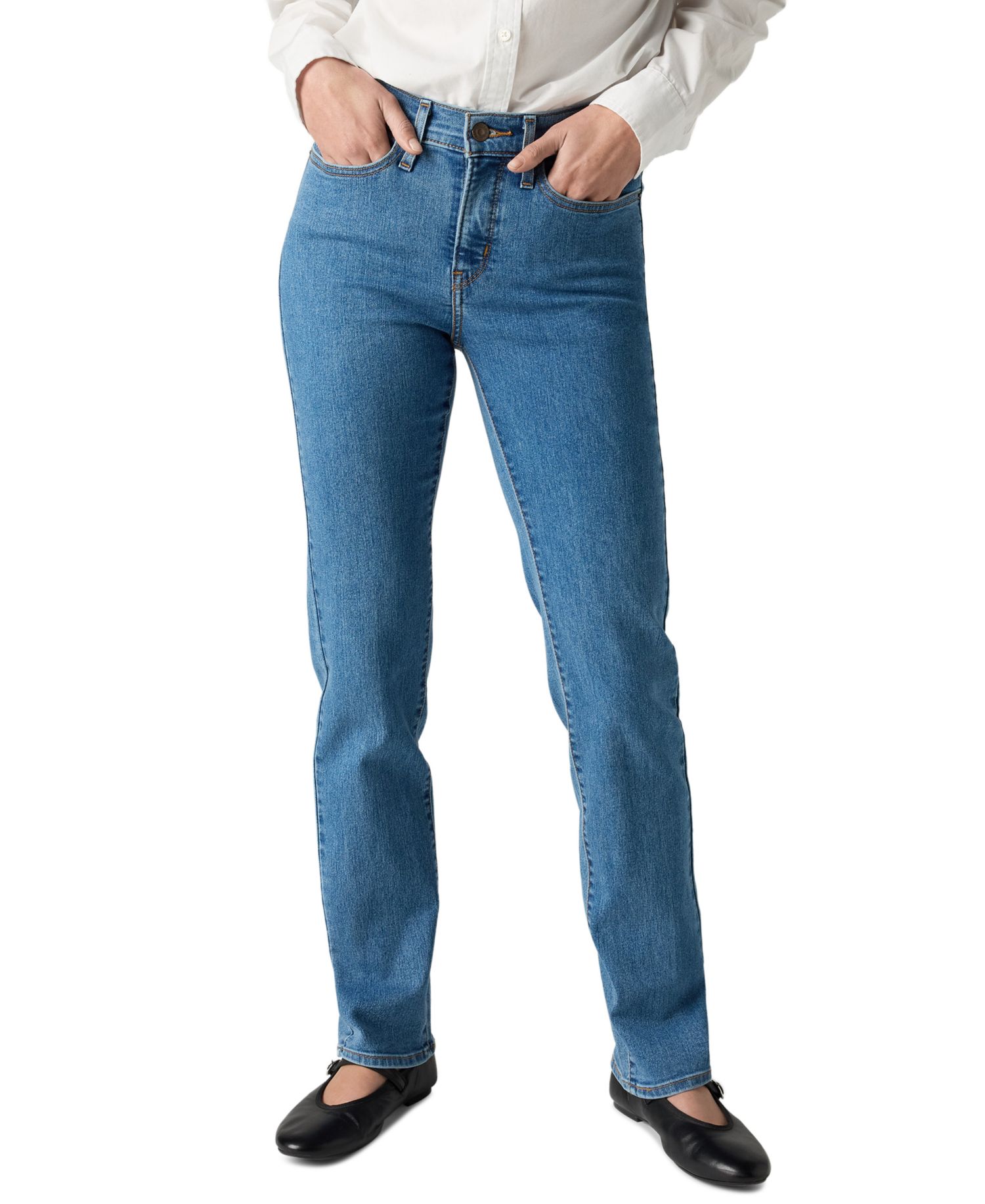Trendy Plus Size 314 Mid-Rise Shaping Straight-Leg Jeans