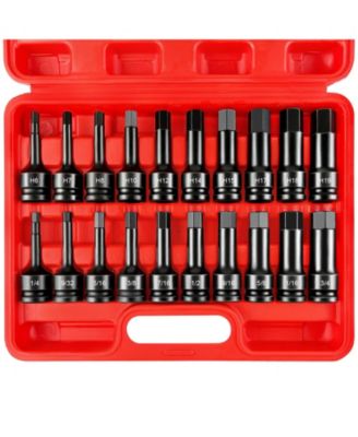 Impact Hex Bit Socket Set 1/2inch Drive 20pc SAE Metric CR-V