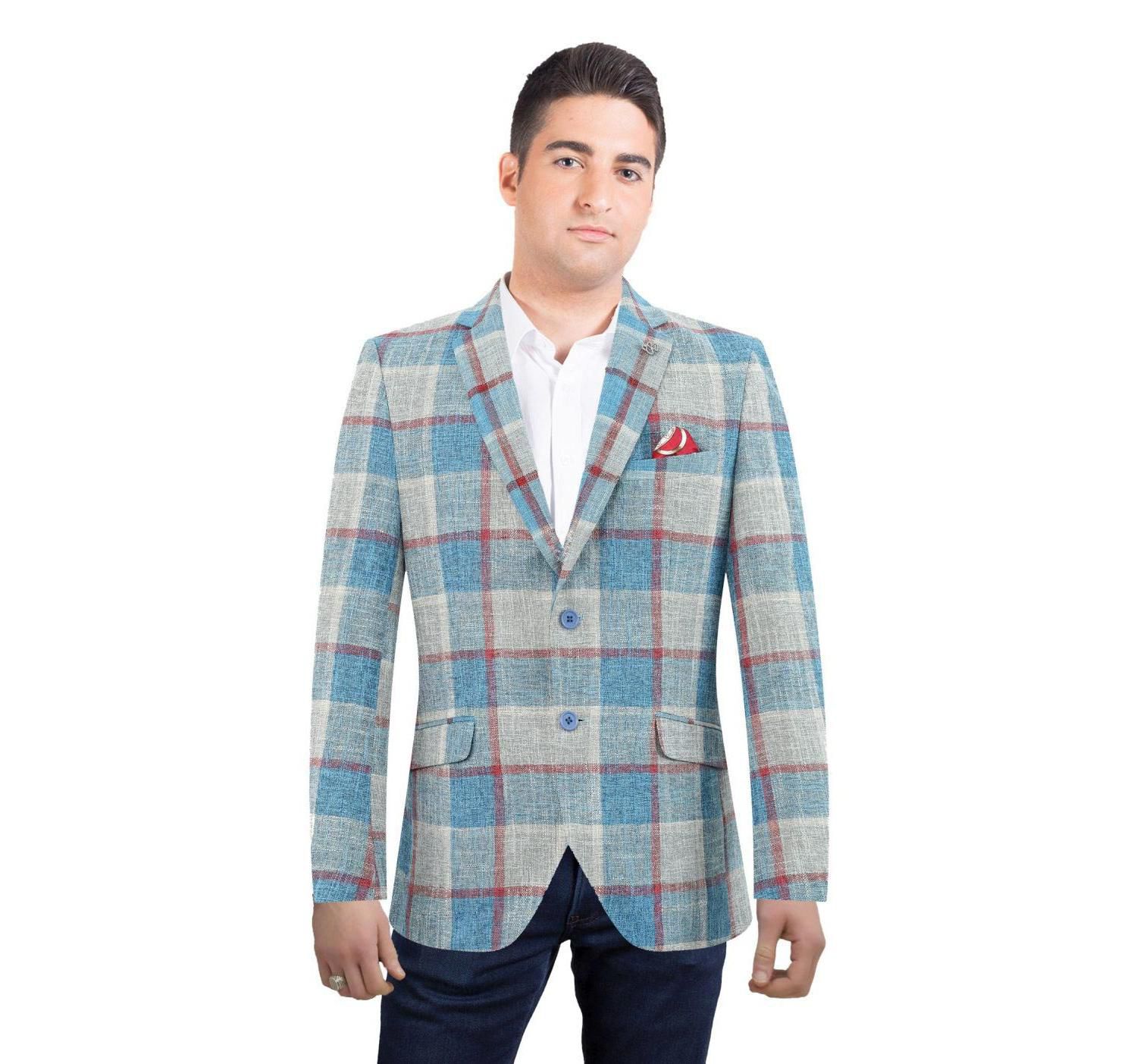 Men's Slim Fit Plaid Sports Blazer