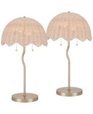 Brella 24 1/4"H Rattan 2-Light Lamp Set with Dimmer