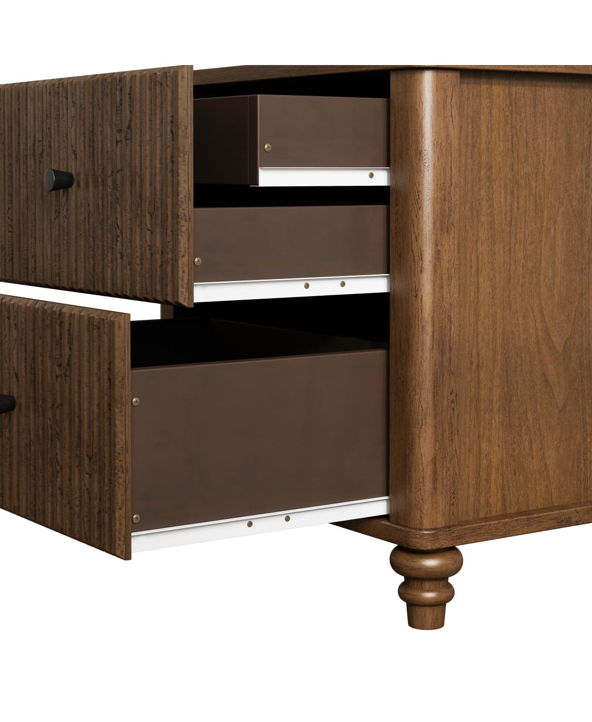 Streamdale Furniture Fluted 3-Drawer Nightstand Set Mid-Century Modern Wood Side Table (2-Piece