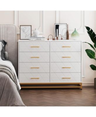 Dresser with 8 Drawers for Bedroom Large Storage Tower Wooden Chest of Drawers for Bedroom
