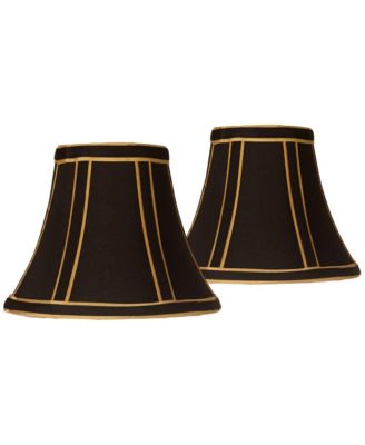 Set of 2 Small Empire Lamp Shades with Trim 3" Replacement with Harp and Finial