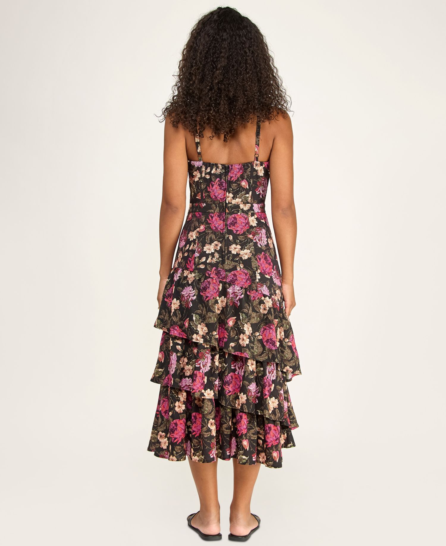 Juniors' Floral Tiered Midi Dress