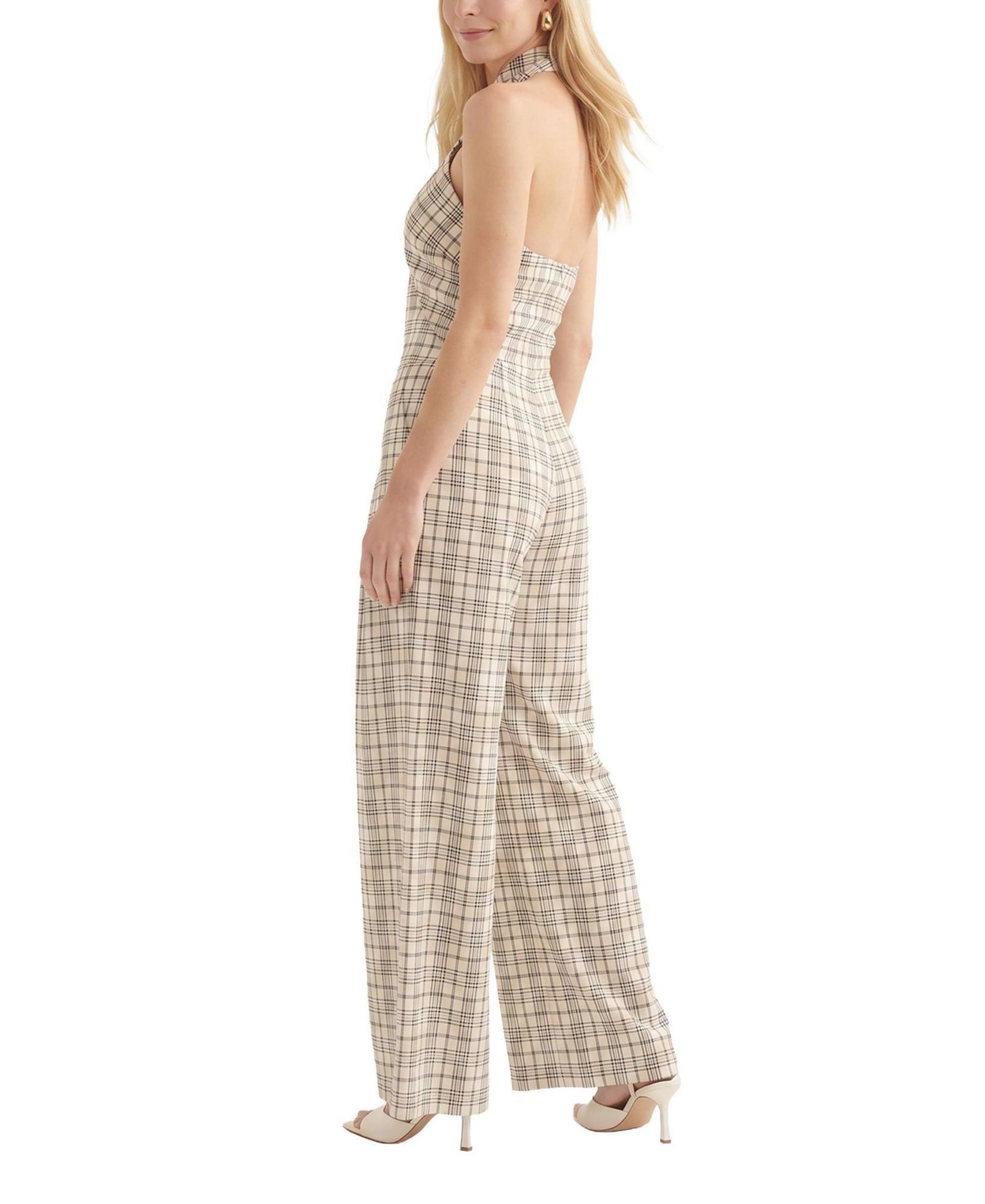 Women's Ardern Halterneck Check Culotte Jumpsuit