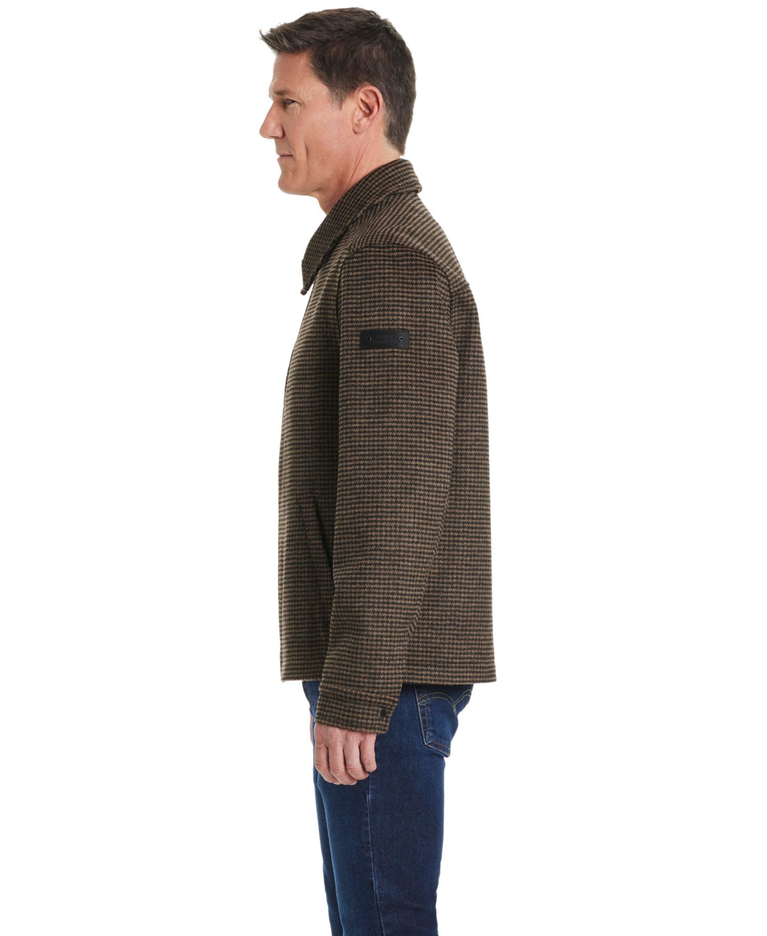 Men's Men s Zip Front Faux Wool Jacket