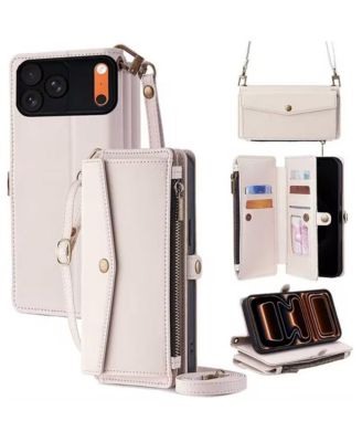5-in-1 Wallet Case for iPhone 17 - Card Holder with Zipper Pocket, Wrist and Crossbody Straps