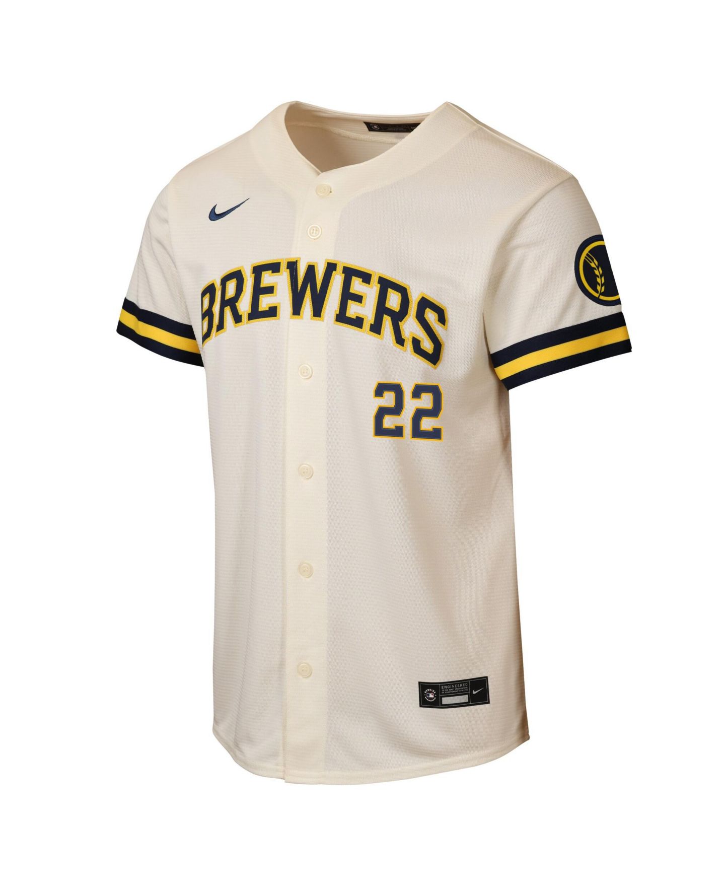 Детский топ Nike Christian Yelich Cream Milwaukee Brewers Home Stadium Jersey — фото 3
