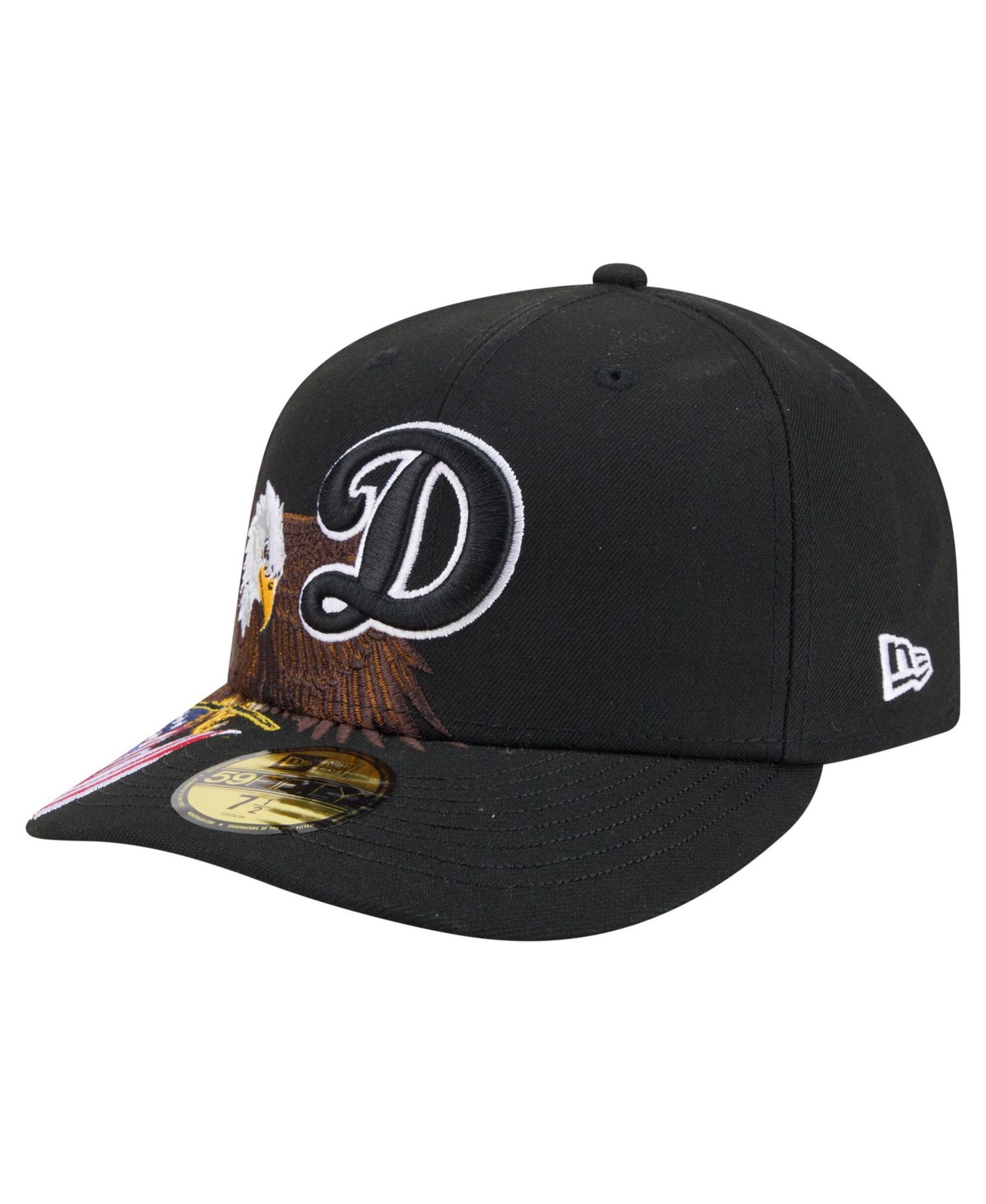 Men's Black Los Angeles Dodgers Americana Bald Eagle Pre-Curved 59FIFTY Fitted Hat