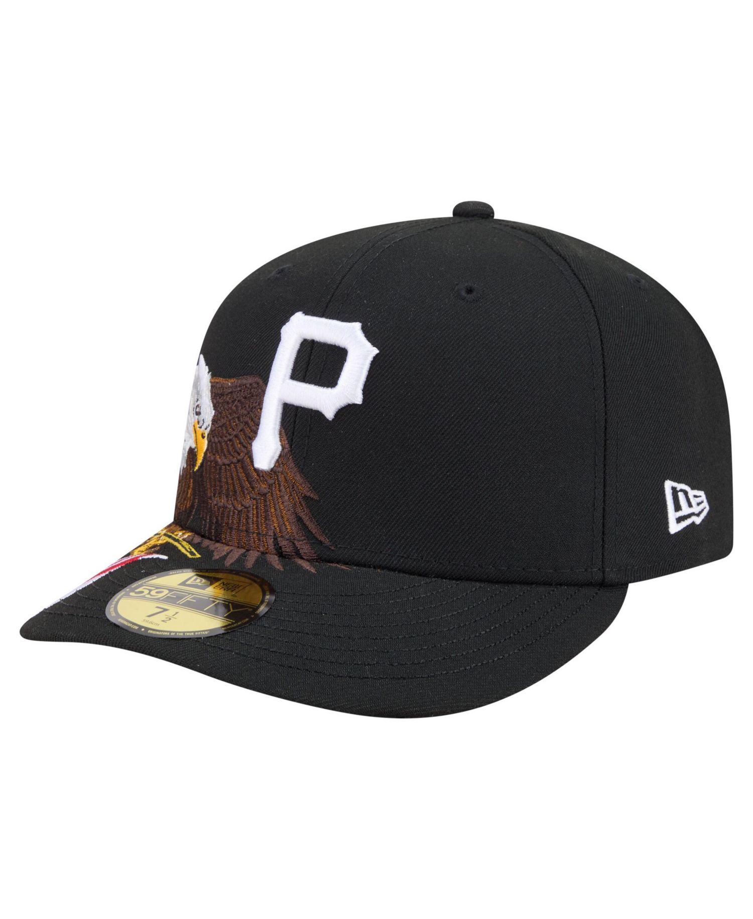 Men's Black Pittsburgh Pirates Americana Bald Eagle Pre-Curved 59FIFTY Fitted Hat