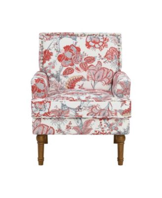 Farmhouse Side Chair with Solid Wood Legs Upholstered Armchair