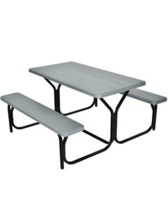 HDPE Outdoor Picnic Table Bench Set with Metal Base