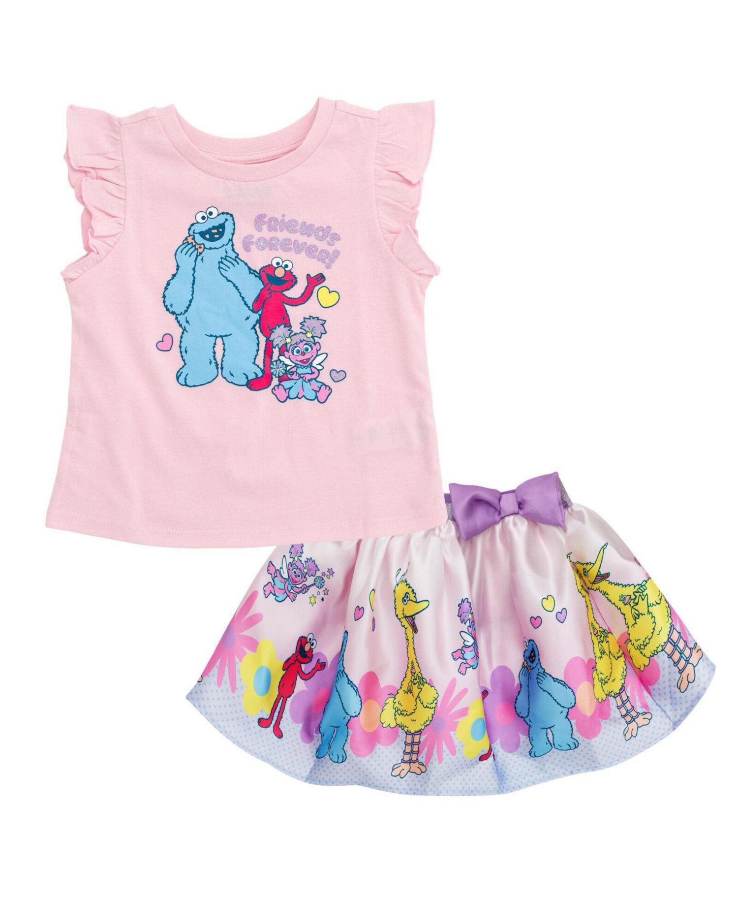 Baby Girls 2-Piece T-Shirt and Satin Skirt Set