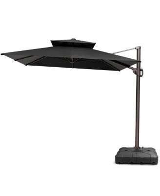 Outdoor Patio Double Top 9X12Feet Aluminum Cantilever Umbrella With Wheel Base