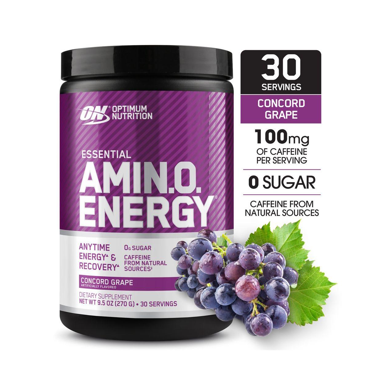 Optimum Nutrition Essential Amin.o. Energy 30 Servings, Blue Raspberry, 100mg Caffeine and 5g Amino Acids for Energy and Recovery