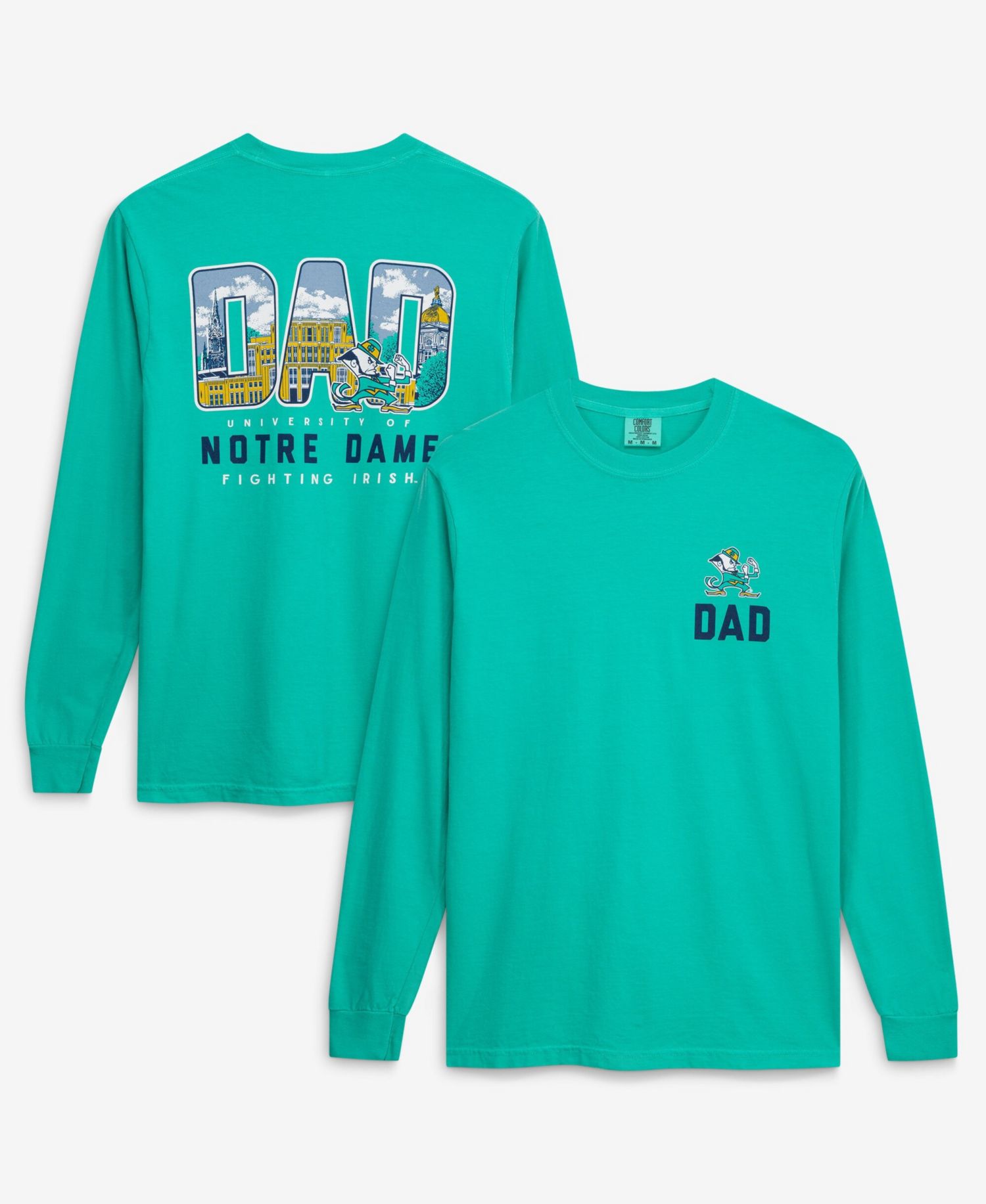 Men's Green Notre Dame Fighting Irish Father's Day Campus Drawing Long Sleeve T-Shirt