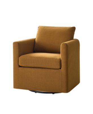 Nicha 29"W Modern Farmhouse Slipcovered Swivel Barrel Chair