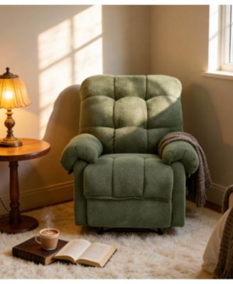 Green Recliner Chair, Overstuffed Armchair,Living Room Seating, Reading Chair,Ergonomic Lounge Chair, Soft Fabric Recliner