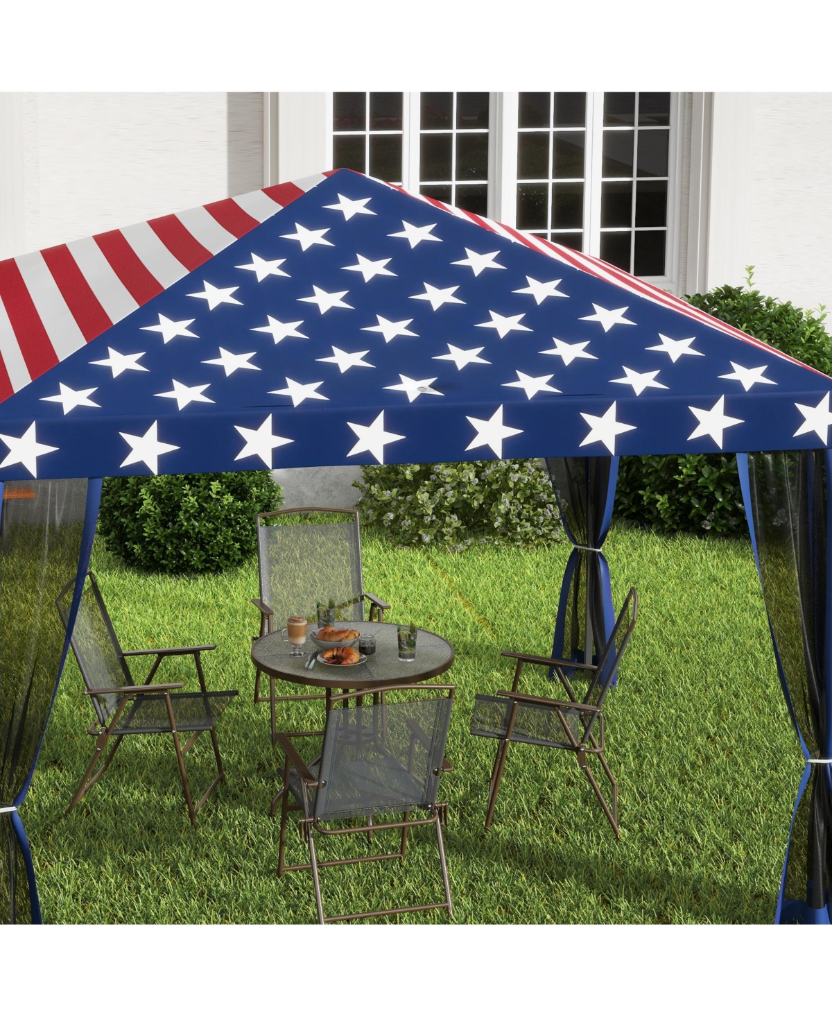 Large Pop-up Vendor Canopy w/ Long-Lasting Durability & Uv Sun Protection Flag