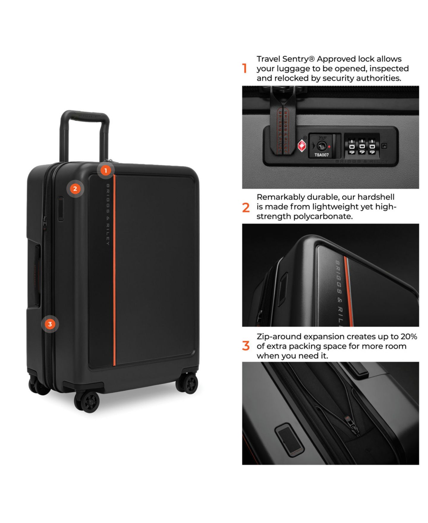 Чемодан Briggs & Riley ZDX Medium Hardside Expandable Spinner, цвет: Чёрный — фото 8