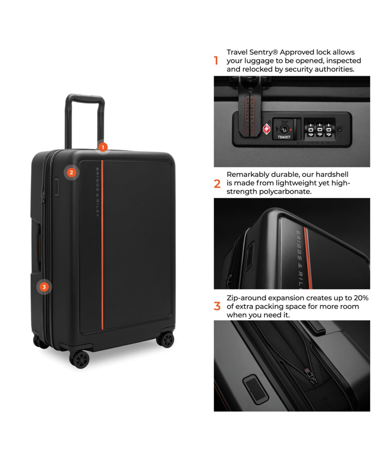 Чемодан Briggs & Riley ZDX Large Hardside Expandable Spinner, цвет: Чёрный — фото 8