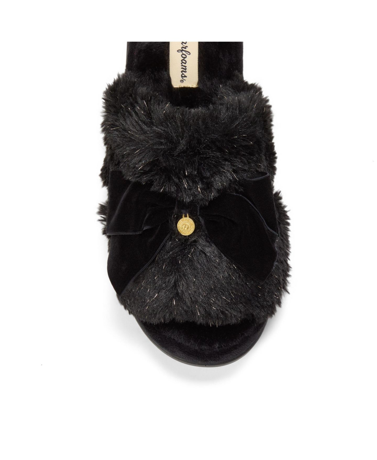 Женские тапочки Dearfoams Bianca Pile Slide Slipper with Bow, цвет: Чёрный — фото 8