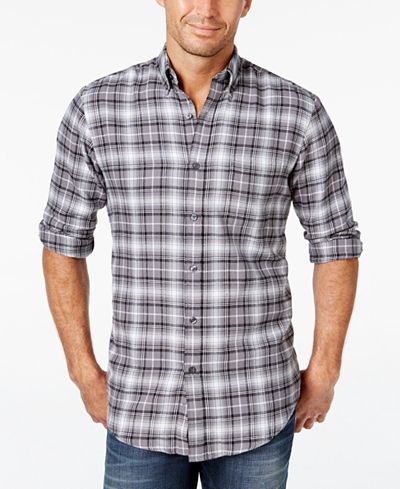 John Ashford Men's Big and Tall Long-Sleeve Plaid Shirt, Only at Macy's