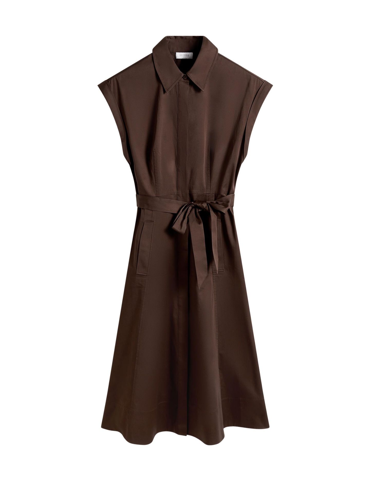 Женское платье Hobbs London Fatima Satin Print Belted Shirt Dress, цвет: Alderbrown — фото 5