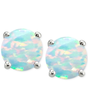 image of Giani Bernini Cubic Zirconia Synthetic Opal Stud Earrings in Sterling Silver, Created for Macy-s