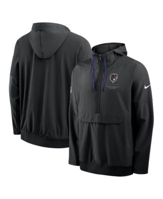 Men's Black Baltimore Ravens Sideline Anorak Half-Zip Hooded Jacket