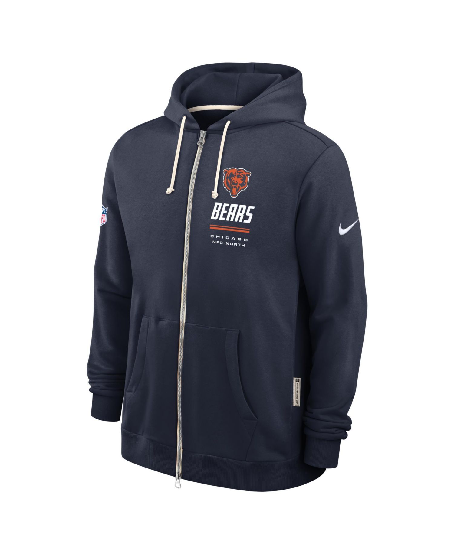 Men's Navy Chicago Bears Sideline Standard Issue Dri-FIT Full-Zip Hoodie