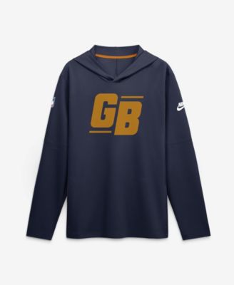 Men's Navy Green Bay Packers Sideline Dri-FIT Long Sleeve Hooded T-Shirt