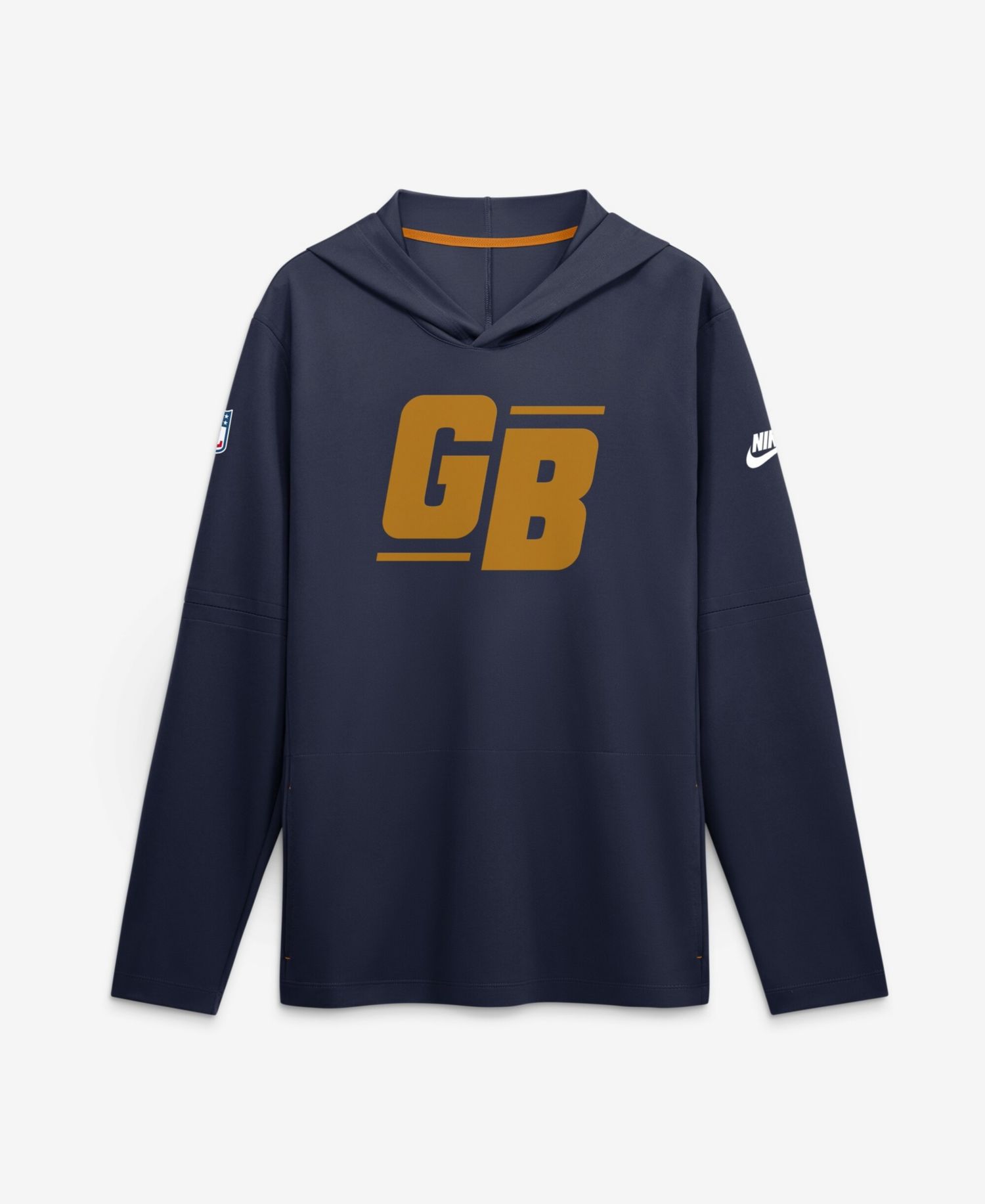 Men's Navy Green Bay Packers Sideline Dri-FIT Long Sleeve Hooded T-Shirt