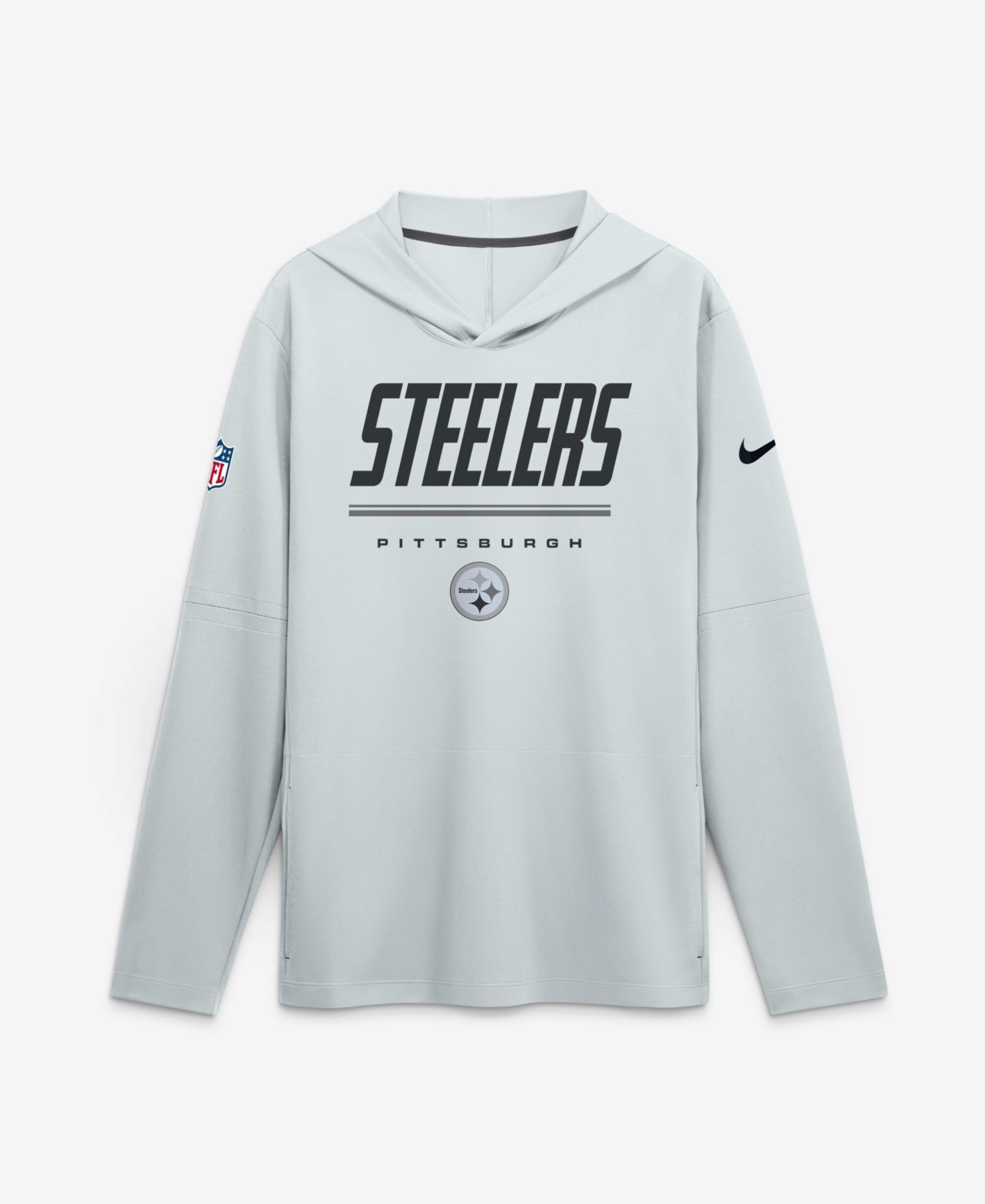 Мужское худи Nike Platinum Pittsburgh Steelers Sideline Lightweight Long Sleeve Dri-FIT — фото 1