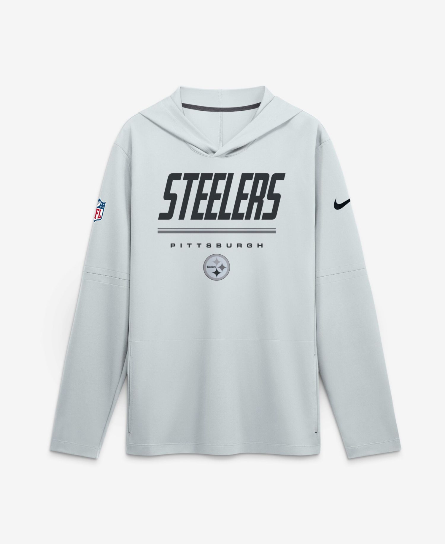 Men's Platinum Pittsburgh Steelers Sideline Lightweight Long Sleeve Dri-FIT Hoodie