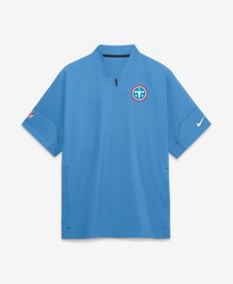 Men's Light Blue Tennessee Titans Sideline Short Sleeve Quarter-Zip Coaches Jacket