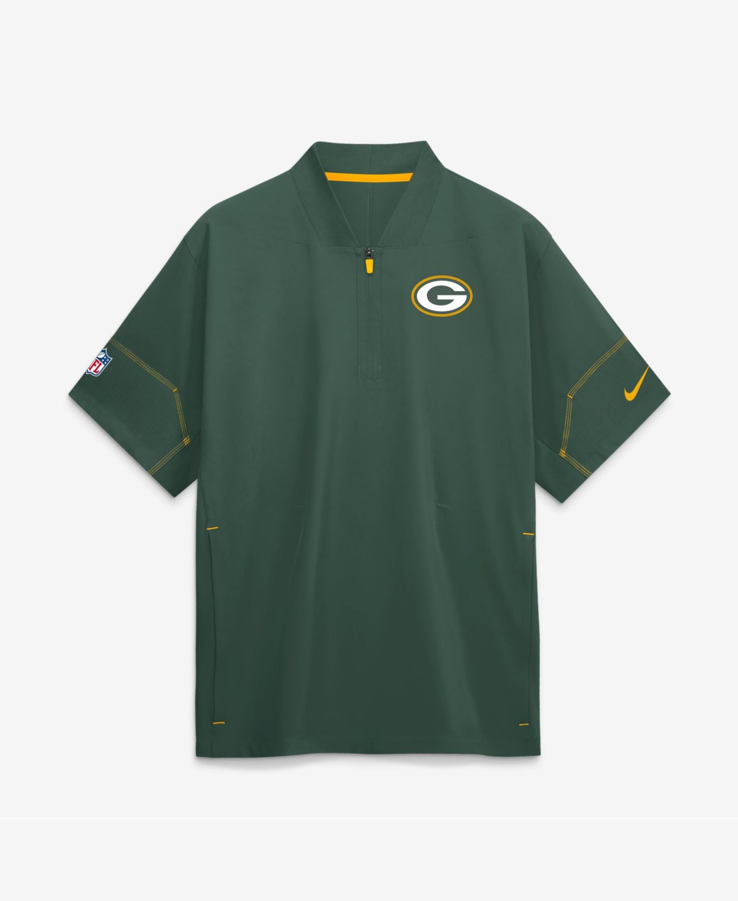 Men's Green Bay Packers Sideline Short Sleeve Quarter-Zip Coaches Jacket