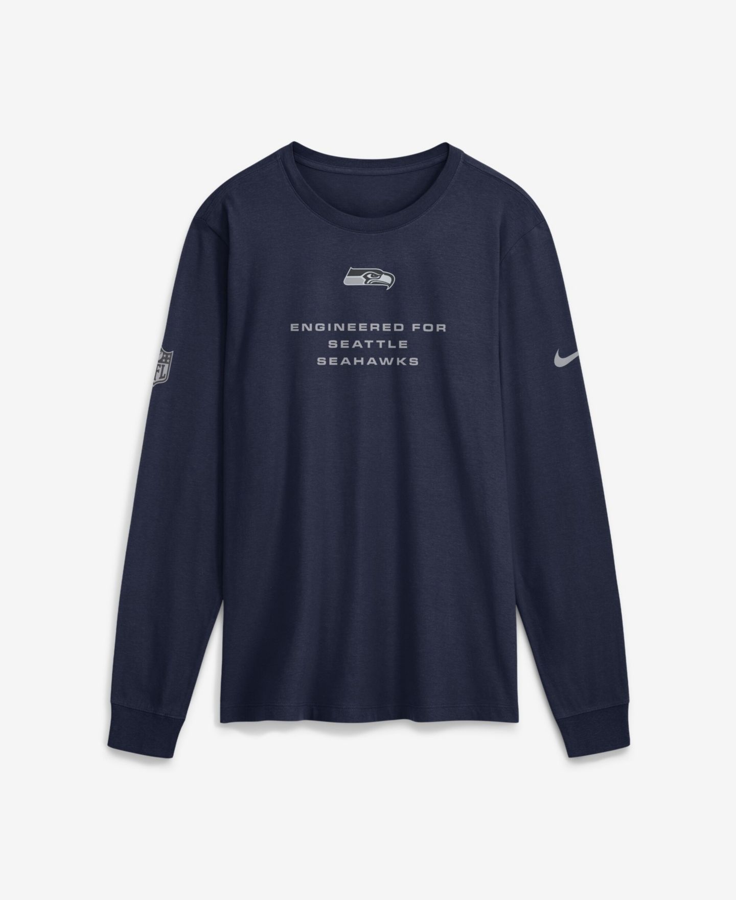 Мужская футболка Nike College Navy Seattle Seahawks Sideline Bold Arch Star Dri-FIT Long Sleeve — фото 1