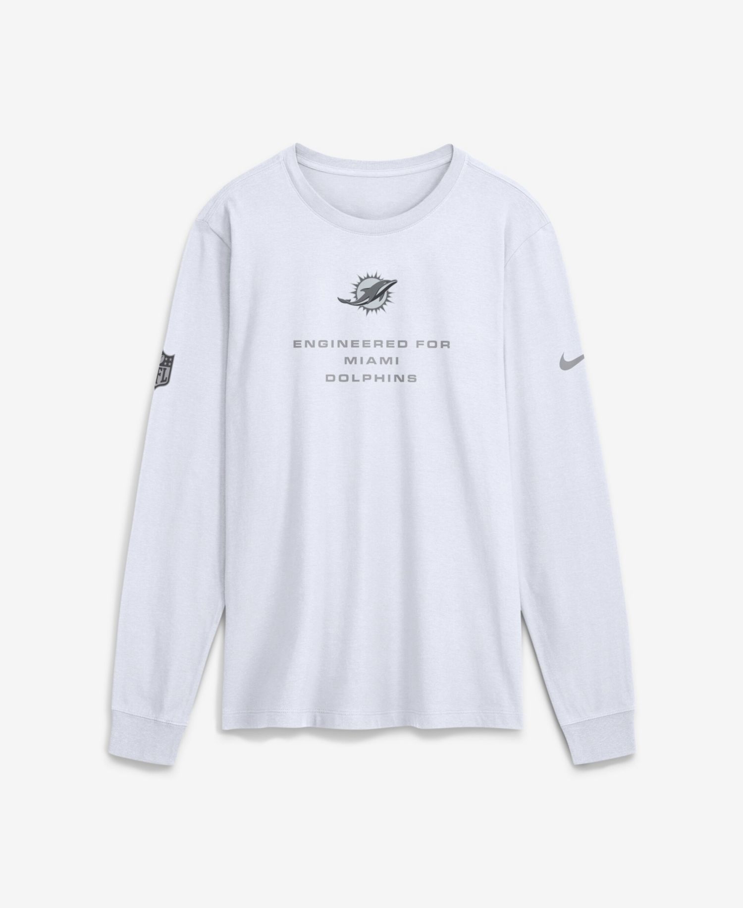 Men's White Miami Dolphins Sideline Bold Arch Star Dri-FIT Long Sleeve T-Shirt