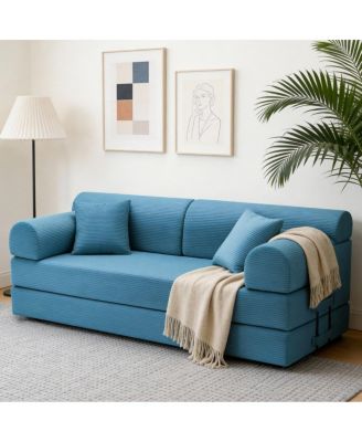 78.74'' Corduroy Convertible Sleeper Sofa Bed, 3 Seater, Floor Sofa