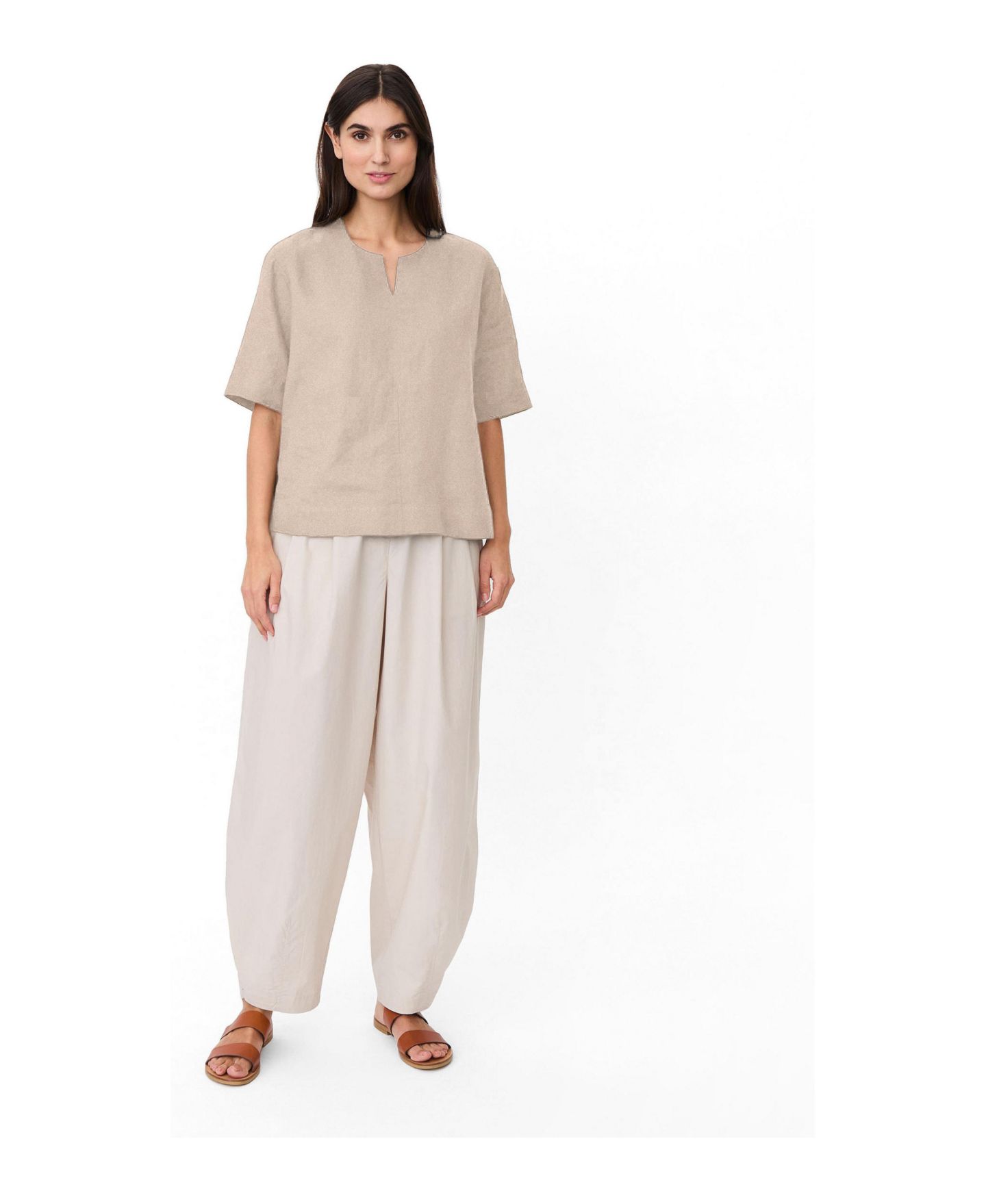 Женский топ Masai Copenhagen Madolorea Linen Short Sleeve Tunic Top, цвет: Натуральный — фото 2